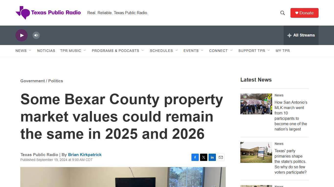 Some Bexar County property market values could remain the same in 2025 and 2026 | TPR