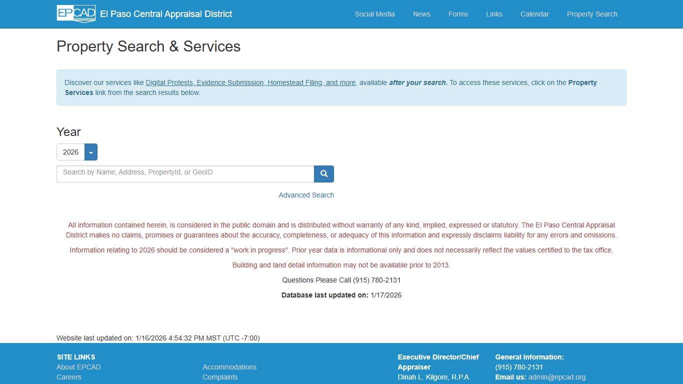 El Paso Central Appraisal District - Index